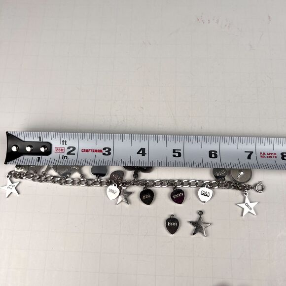 Vtg 1950s Beta Sigma Phi 7" Charm Bracelet Automade Sterling Silver 19 Charms - Picture 11 of 12